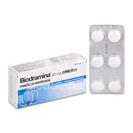 BIODRAMINA 20 mg 12 CHICLES MEDICAMENTOSOS