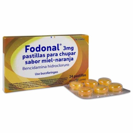 FODONAL 3 MG 24 PASTILLAS PARA CHUPAR (SABOR MIEL Y NARANJA)
