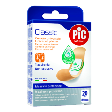 PIC CLASSIC CON BACTERICIDA APOSITO ADHESIVO 20 UNIDADES 77 mm x 19 mm