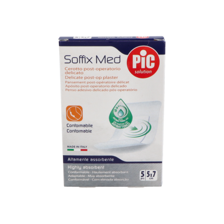 PIC SOFFIX MED ANTIBACTERIANO POST OP APOSITO ADHESIVO 5 APOSITOS 7 cm x 5 cm