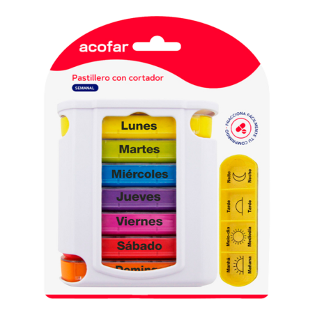 ACOFAR PASTILLERO SEMANAL CON CORTADOR 1 UNIDAD