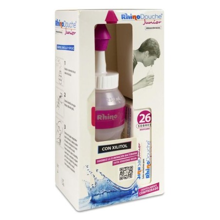 RHINODOUCHE JUNIOR PACK IRRIGADOR NASAL + RHINODOUCHE SAL JUNIOR 1 ENVASE 250 ml + 26 SOBRES
