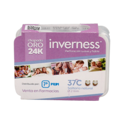 INVERNESS PENDIENTE 24K 2 UNIDADES 37C SOLITARIO NATURAL 2 mm