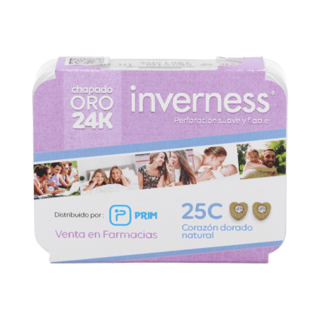 INVERNESS PENDIENTE 24K 2 UNIDADES 25C CORAZON DORADO NATURAL