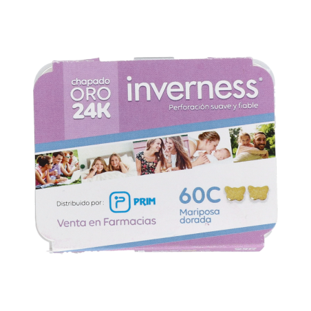 INVERNESS PENDIENTE 24K 2 UNIDADES 60C MARIPOSA DORADA