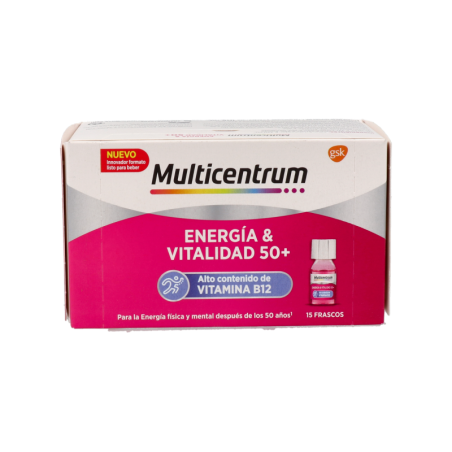 MULTICENTRUM ENERGIA & VITALIDAD 50+ 15 FRASCOS 7 ml SABOR FRAMBUESA