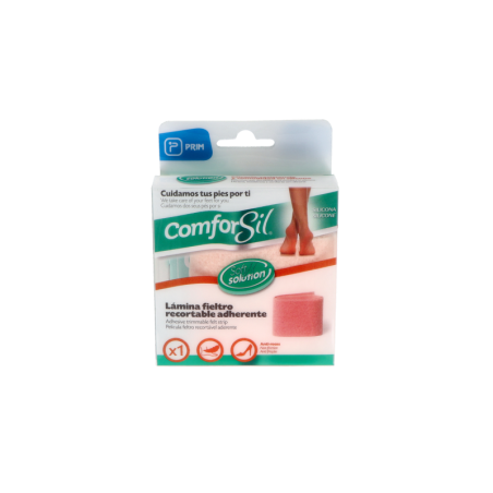 LAMINA  DE FIELTRO RECORTABLE PROTECTORA COMFORSIL ADHESIVA 22 cm x 7 cm 1 UNIDAD CC249