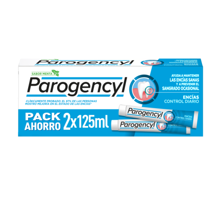 PAROGENCYL ENCIAS CONTROL DIARIO PASTA DENTIFRICA 2 TUBOS 125 ml DUPLO ESPECIAL SABOR MENTA