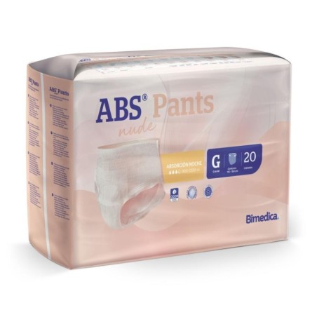 ABSORBENTE INCONTINENCIA ORINA NOCHE ANATOMICO ABS NUDE PANTS 80 UNIDADES TALLA GRANDE