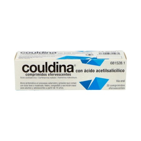 COULDINA CON ACIDO ACETILSALICILICO 500 mg/2 mg/7,5 mg 20 COMPRIMIDOS EFERVESCENTES